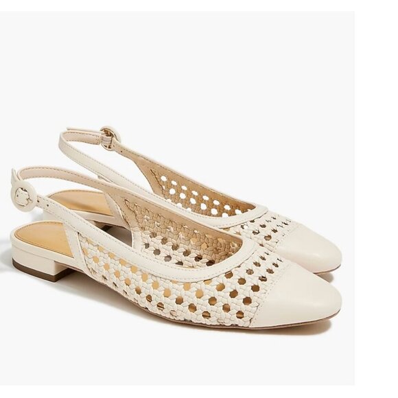 J. Crew Factory Shoes - J.Crew $128 Woven Slingbacks in Dusty Ivory Size 10 BZ218